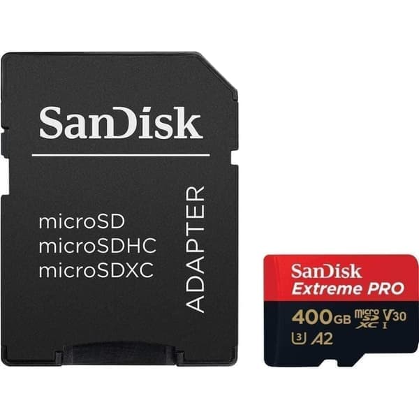SanDisk Extreme PRO microSDXC-kort 400 GB – 200 MB/s, A2, V30, UHS-I + Adapter