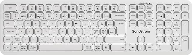 Sandstrøm Dual Mode trådlöst tangentbord (vitt) - Nyskick - i originalförpackning