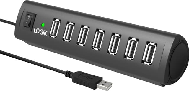 Logik 7-ports USB-hubb (svart) - Nyskick - i originalförpackning
