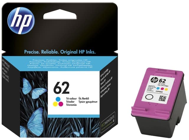 HP Bläckpatroner 62 Cyan Magenta Gul - Nyskick - i originalförpackning