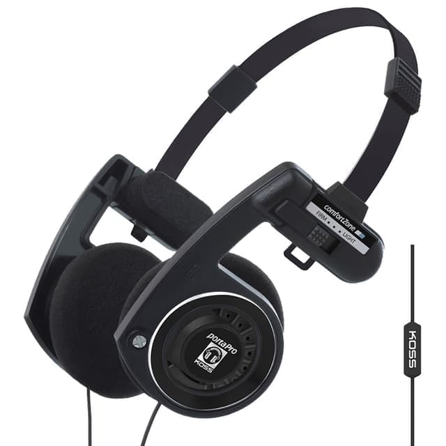 Koss PortaPro Remote hörlurar med mic on-ear (svart) - Nyskick - i originalförpackning