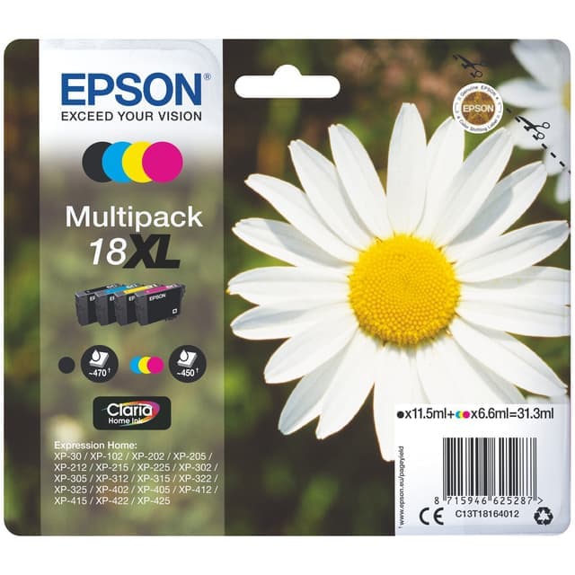 Epson bläckpatroner Claria Home 18XL Cyan Magenta Gul Svart - Bra skick – Mindre spår av användning