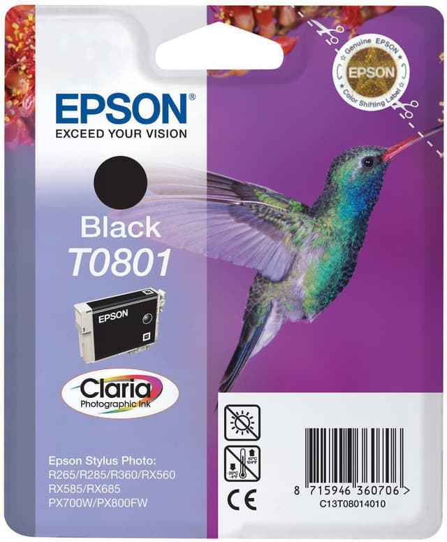Epson Bläckpatron T0801 Claria Svart - Nyskick - i originalförpackning