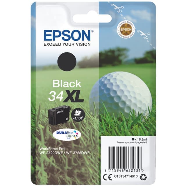 Epson bläckpatron DuraBrite Ultra 34XL Svart - Använt skick – Synliga skador, fullt funktionell