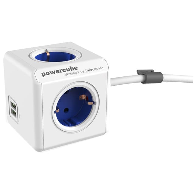 PowerCube Extended USB grenuttag 1402BLDEEUPC (blå) - Nyskick - i originalförpackning