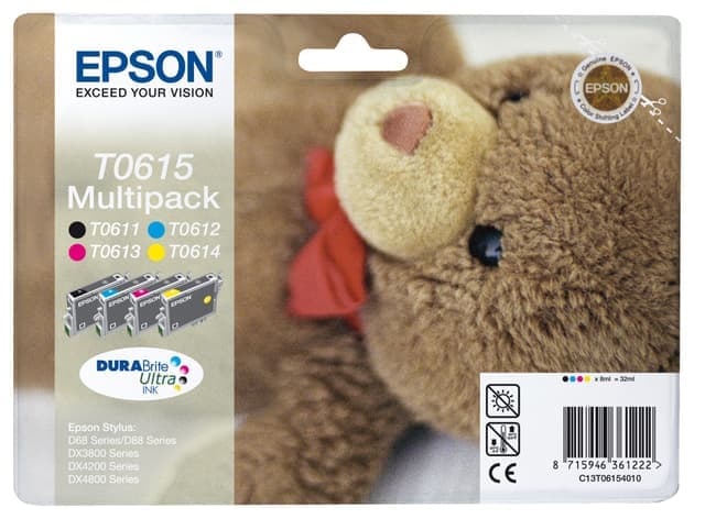 Epson Bläckpatron DuraBrite Ultra T0615 Cyan Magenta Gul Svart - Nyskick - i originalförpackning