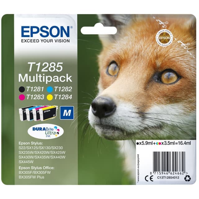 Epson bläckpatron DuraBrite Ultra T128 Cyan Magenta Gul Svart - Nyskick - originalförpackning saknas