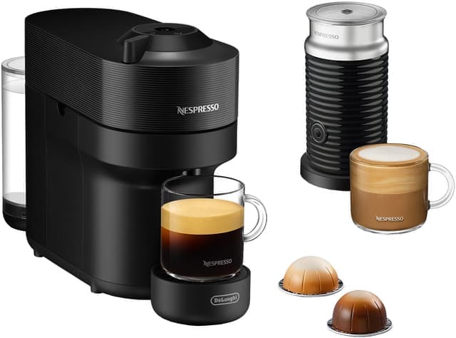Nespresso Vertuo POP kapselmaskin + mjölkskummare från DeLonghi ENV90.BAE - Använt skick – Synliga skador, fullt funktionell