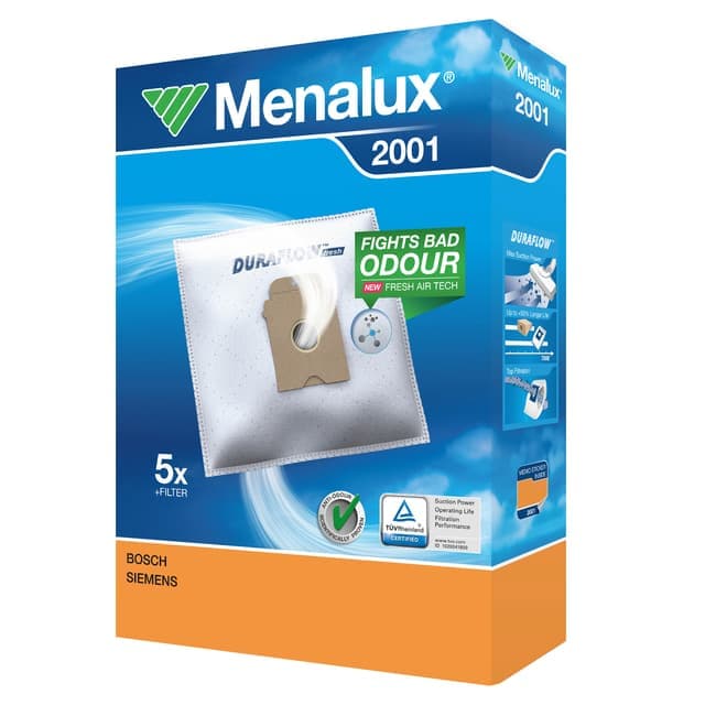 Menalux Dammsugarpåsar 2001 för Bosch och Siemens dammsugare (5 st) - Nyskick - i originalförpackning