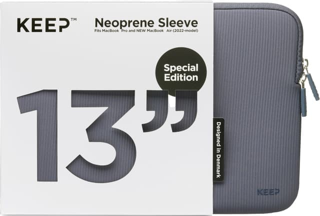 KEEP 13,6" neopren/textil MacBook-fodral (blå granit) - Bra skick – Mindre spår av användning