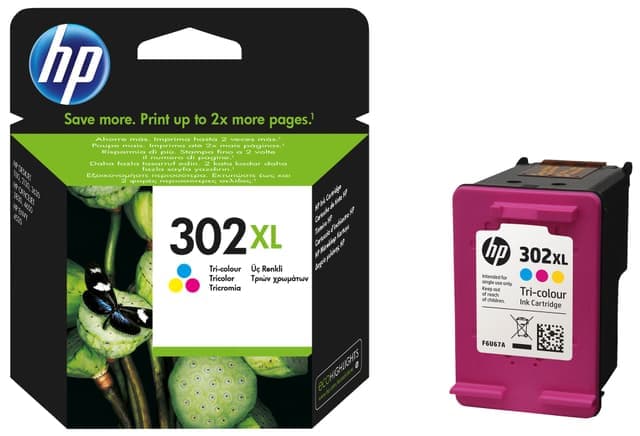 HP Bläckpatron 302XL trefärgad Cyan Magenta Gul - Nyskick - i originalförpackning