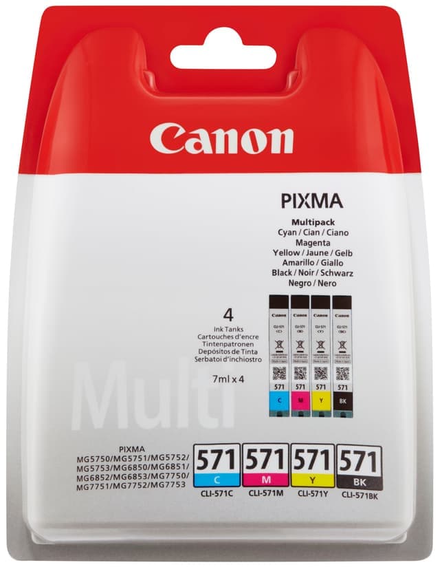 Canon Bläckpatroner CLI-571 Cyan Magenta Gul Sort) - Nyskick - i originalförpackning