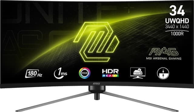 MSI MAG 345CQR 34/QHD/VA/180Hz/1ms - Bra skick – Mindre spår av användning