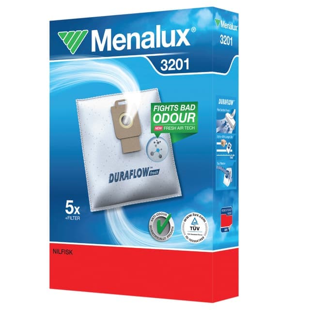Menalux dammsugarpåsar 3201  för Nilfisk (5 st) - Nyskick - i originalförpackning