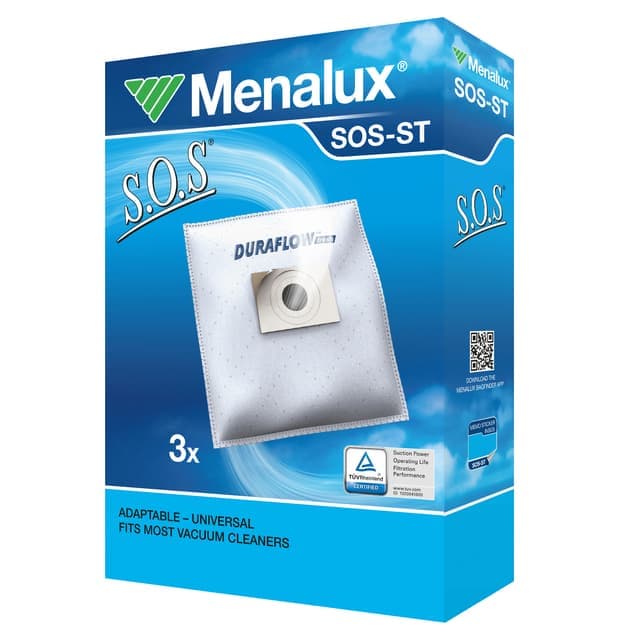 Menalux S.O.S dammsugarpåse för alla dammsugare (3 st) - Nyskick - i originalförpackning