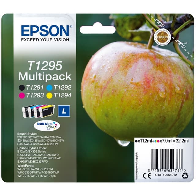 Epson bläckpatroner T129L Cyan Magenta Gul Svart DuraBrite Ultra - Använt skick – Synliga skador, fullt funktionell