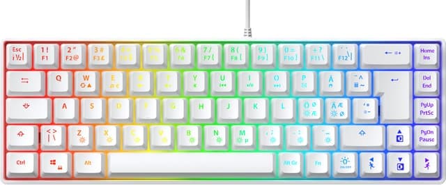 Next MX6 mini 65 RGB membran gamingtangentbord (vitt) - Nyskick - i originalförpackning