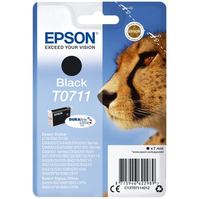 Epson bläckpatron DuraBrite Ultra T071 Svart - Använt skick – Synliga skador, fullt funktionell