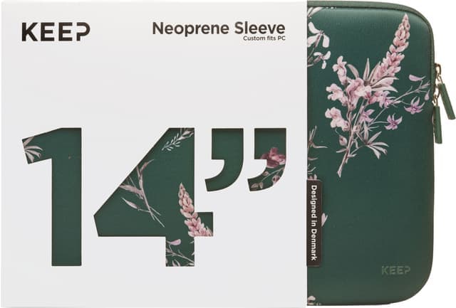 KEEP 14" neopren laptopfodral (Power Green Flower) - Använt skick – Synliga skador, fullt funktionell