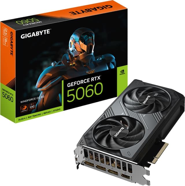 Gigabyte GeForce RTX 5060 WINDFORCE OC 8G grafikkort - Nyskick - i originalförpackning