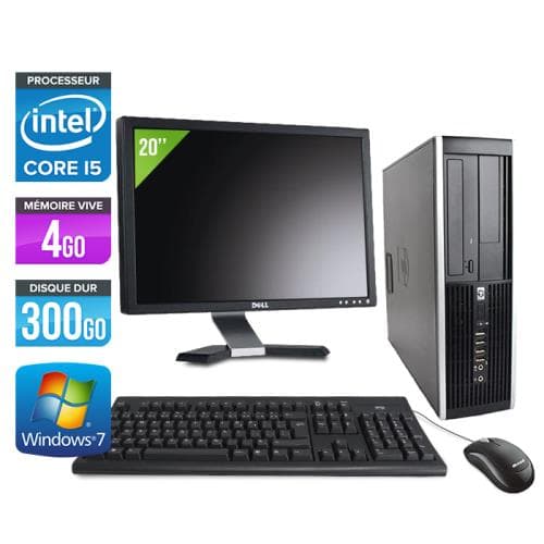 Ordinateur HP Elite 8100 SFF + Ecran 20'' - Noir - Intel Core i5-650 / 3.2 GHz - RAM 4 Go - HDD 300 Go - DVDRW - Gigabit Ethernet - Windows 7 Professionnel