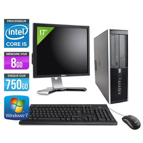 Ordinateur HP Elite 8300 SFF + Ecran 17'' - Noir - Intel Core i5-3470 / 3.20 GHz - RAM 8 Go - HDD 750 Go - DVDRW - Gigabit Ethernet - Windows 7 Professionnel
