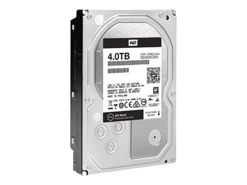 Disque dur performant WD Black WD4004FZWX - Disque dur - 4 To - interne - 3.5" - SATA 6Gb/s - 7200 tours/min - mémoire tampon : 128 Mo