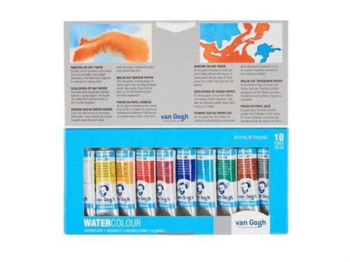 van Gogh - Ensemble de peinture - 10 parties - aquarelle - 10 couleurs - couleurs assorties - 10 ml
