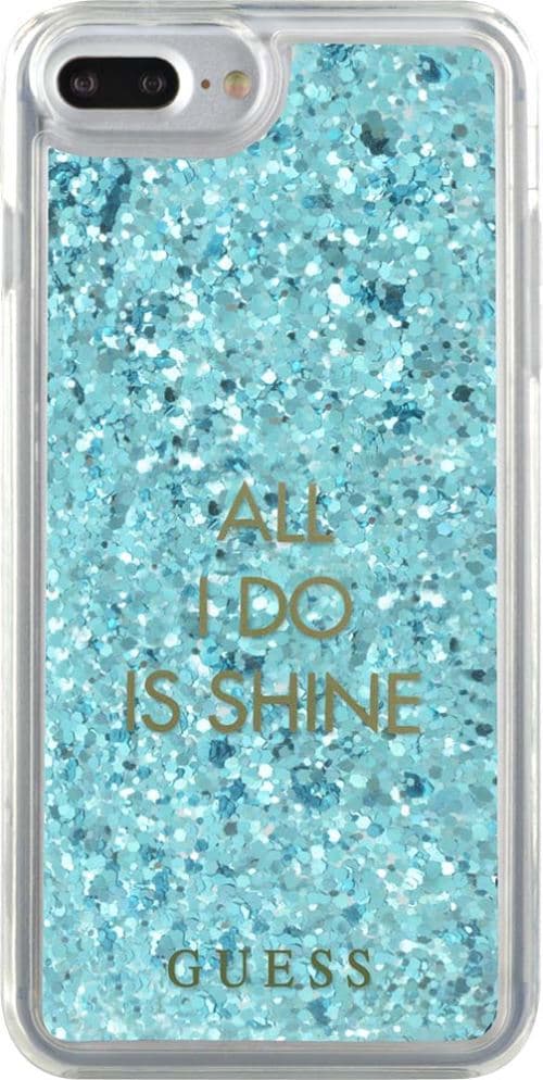 Coque rigide liquide Guess avec paillettes bleues pour iPhone 6 Plus, 6s Plus, 7 Plus et 8 Plus