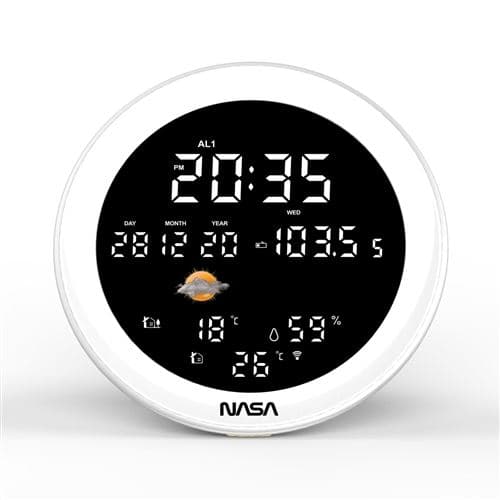 Station météo et enceinte Bluetooth Nasa WSP1700 avec radio-réveil Bois