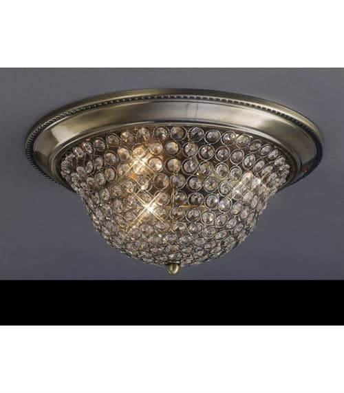 Plafonnier Paloma Small 2 Ampoules laiton antique/cristal