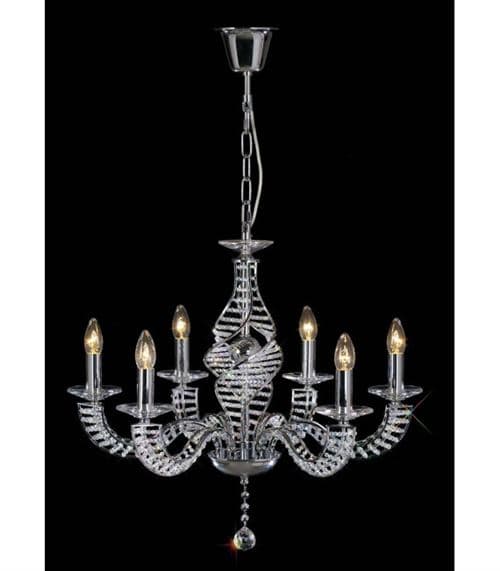 Suspension Santo 6 Ampoules chrome poli/cristal