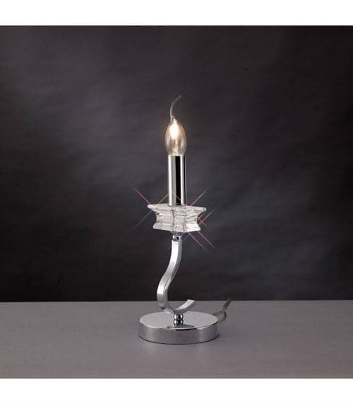 Lampe de Table Nydia avec Abat jour 1 Ampoule chrome poli/cristal