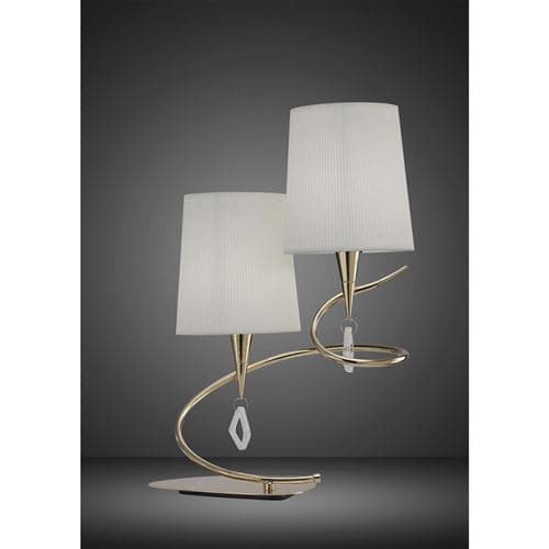 Lampe de Table Mara 2 Ampoules E14, doré avec Abat jours blanc ivoire