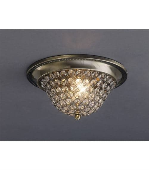 Plafonnier Paloma Large 3 Ampoules laiton antique/cristal
