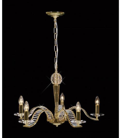 Suspension Niobe 5 Ampoules doré/cristal