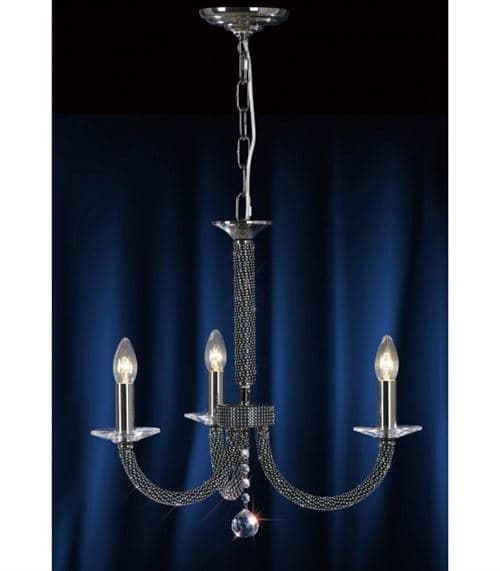 Suspension Elena 3 Ampoules chrome noir/cristal