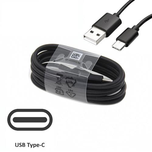 Câble USB-C Charge Rapide Noir Fast Charging pour Samsung Galaxy S8 S10 S20 S21 et S22 Type-C 1m20