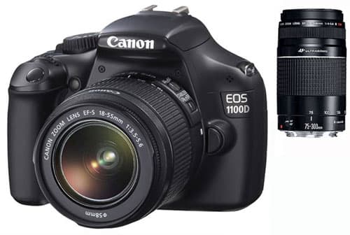 Canon EOS 1100D Noir + 2 Obj. Canon : EF-S 18 - 55 mm f/3.5 - 5.6 + EF 75 - 300 mm f/4.0 - 5.6