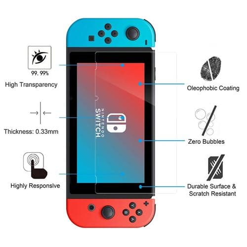 INECK® Film Protecteur d'écran pour Nintendo Switch Ultra Résistant en Verre Trempé 0.33mm Ultra HD 9H (Nintendo Switch)