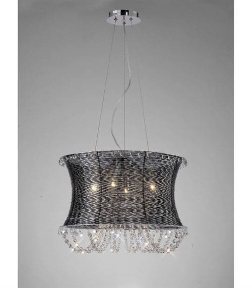 Suspension Lanzo rond 4 Ampoules chrome noir/cristal