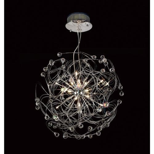 Suspension Messe 17 Ampoules chrome poli/cristal