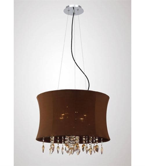 Suspension Niki 4 Ampoules avec Abat jour marron chrome poli/Coffee cristal