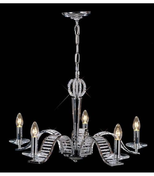 Suspension Niobe 5 Ampoules chrome poli/cristal