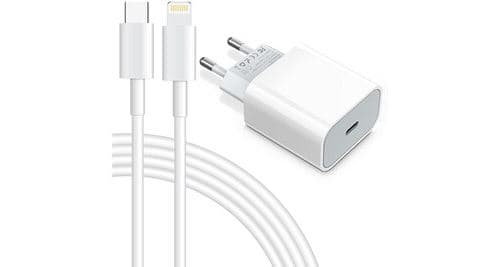 Vshop® chargeur usb c, 20w chargeur secteur usb type c adaptateur mural power delivery+ câble usb c lightning 1 m charge rapide compatible iphone 12/