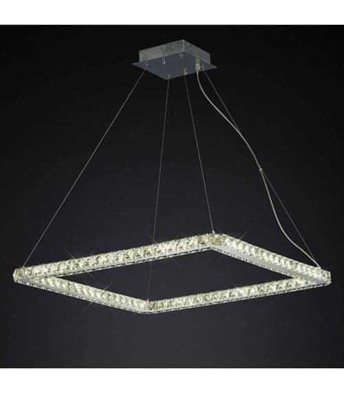 Suspension Galaxy carré Large 36W LED 4000K chrome poli/cristal