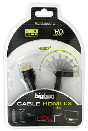 Câble HDMI angle droit 2m pour PS3 et Xbox 360 Big Ben