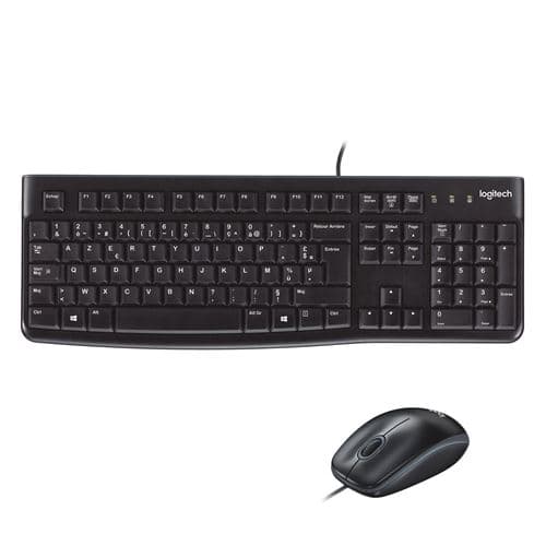 Pack Clavier filaire + Souris filaire Logitech Desktop MK120 Noir