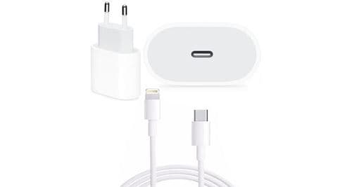 Chargeur rapide 20w + cable usb-c lightning pour iphone 11 - visiodirect -