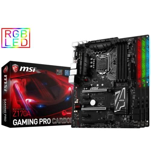 MSI Z170A GAMING PRO CARBON - Carte-mère - ATX - LGA1151 Socket - Z170 Chipset - USB 3.1 Gen 1, USB-C Gen2, USB 3.1 Gen 2 - Gigabit LAN - carte graphique embarquée (unité centrale requise) - audio HD (8 canaux)
